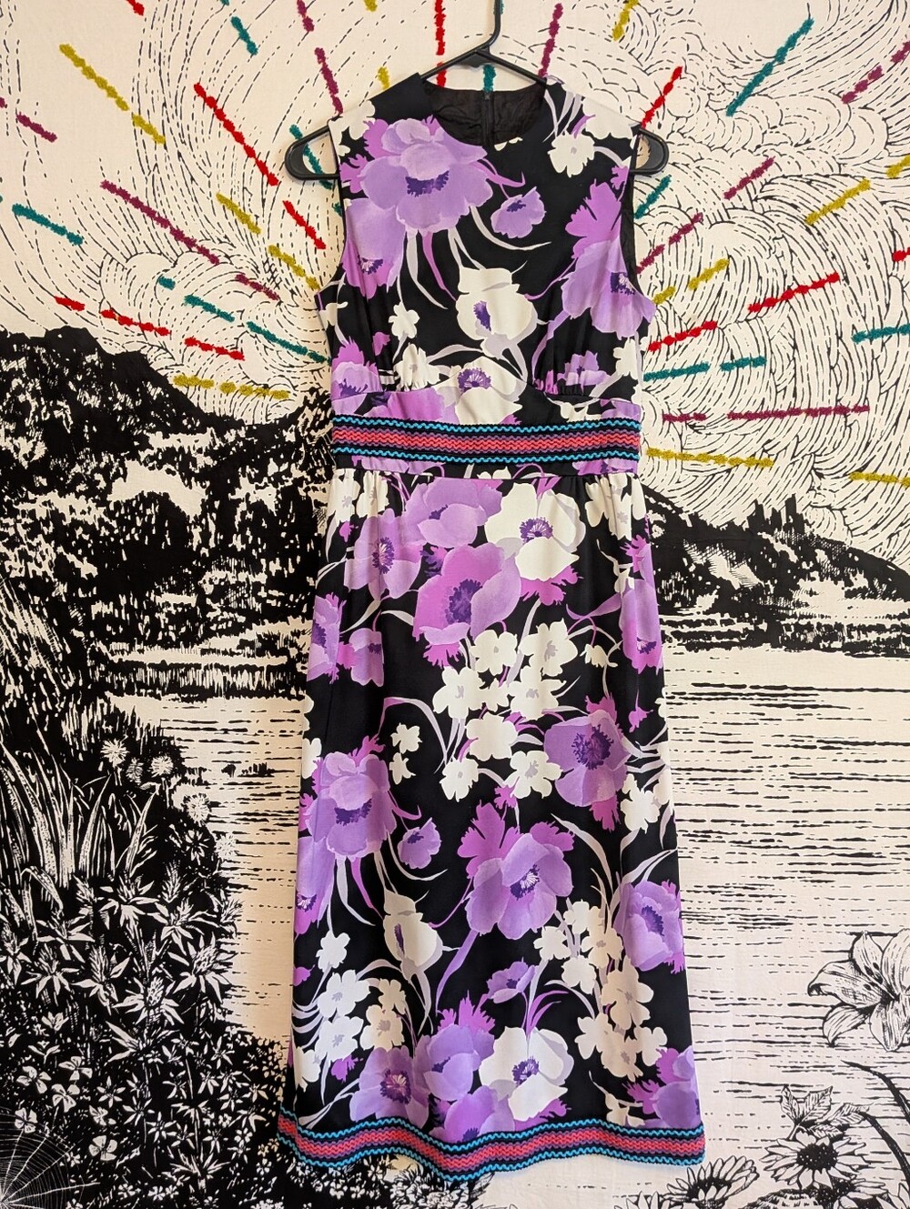 Vintage 70s Floral Midi Fairycore Cottagecore Dress